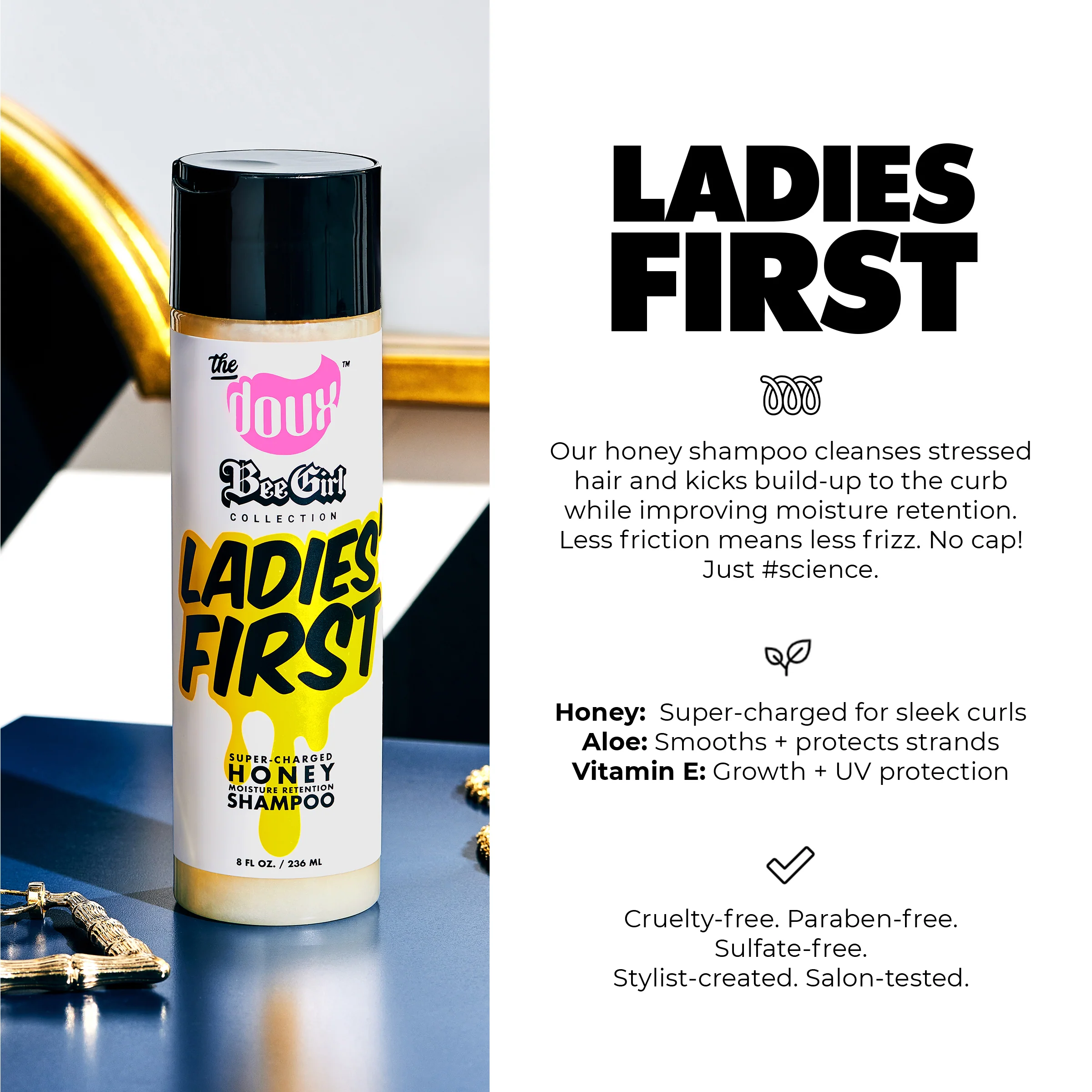 LADIES FIRST Honey Shampoo 8oz - Image 4